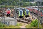 Abstellgruppe in Kiel Hbf:  362 406-1 (DB V 60) DB mit 445 ??? (Bombardier Twindexx Vario) von DB Regio Schleswig-Holstein (DB Regio Nord) sowie 445 103 (ist eigentlich schon an die ODEG vergeben) und