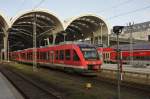 Hauptbahnhof Kiel am 10.2.2014:  Verbrennungstriebwagen 648006 fährt um 14.53 Uhr als Regionalbahn nach Neumünster aus.