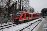 Hier 648 956-0 als RE72 (RE21918) von Kiel Hbf. nach Flensburg, bei der Ausfahrt am 19.1.2016 aus Kiel Hbf. 