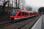 Hier 648 347-2  Ratekau  als RE72 (RE21922) von Kiel Hbf. nach Flensburg mit 648 960-2 als RE72 (RE21922) von Kiel Hbf. nach Eckernförde, bei der Ausfahrt am 23.2.2016 aus Kiel Hbf. 