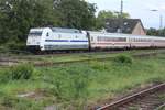 DB 101 067-8  Europa  am 23.08.2025 in Höhe der S-Bahnstation Köln-Longerich in Fahrtrichtung Neuss. Der planmäßig um 16:57 Uhr im Hbf-Köln endende IC 2311 wird dann offenbar regelmäßig ca. 30min später zur Abstellung nach Dortmund überführt.