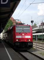 Am 25.04.2014 146 231 fährt mit dem RE 4713 in den Bahnhof Konstanz ein.