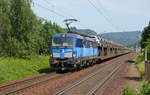 Am 10.06.19 führte 383 002 einen BLG-Autozug durch Krippen Richtung Bad Schandau.