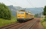 111 059 befuhr am 11.06.19 das obere Elbtal mit einem Messzug.