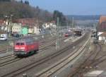 218 272-3 durchfährt am 14. März 2014 solo den Bahnhof Kronach in Richtung Lichtenfels.