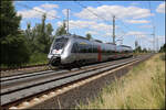 ET 1442169-7 verl��t hier am 23.06.2026 um 14.51 Uhr den Bahnhof Landsberg in Richtung Halle an der Saale.