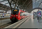 442 771-2  Neustadt b.Coburg  (Bombardier Talent 2) des Franken-Thüringen-Express (FTX | DB Regio Bayern) als RE 4980 (RE42) von Saalfeld(Saale) steht im Endbahnhof Leipzig Hbf auf Gleis 10.
[25.8.2019 | 7:11 Uhr]