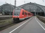 Hier 612 106 und 612 538 als RE6 nach Chemnitz Hbf., bei der Ausfahrt am 14.5.2010 aus Leipzig Hbf.