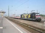 Hier 101 141-0 mit IC1508 von Leipzig Hbf. nach Hamburg-Altona, bei der Ausfahrt am 22.4.2011 aus Leipzig Hbf.