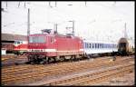 143045 fährt am 26.4.1992 mit einem Interregio in den HBF Leipzig ein.