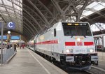 146 573-1 steht 09.Dezember 2015 mit dem IC 9507 nach Halle(S)Hbf im Leipziger Hbf.