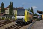 . Dispolok ER 20-007 (92 80 1223 007-6) nachdem sie ihren Zug von München nach Lindau gezogen hat, setzt sie im Bahnhof von Lindau um,   08.09.2017  (Hans)