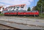 218 436-4 und 218 401-8 der Südostbayernbahn (SOB) (DB Regio Bayern) sind in Lindau Hbf abgestellt.