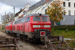 218 418-2 und 218 452-1 warten auf ihren nächsten Einsatz am EuroCity EC 195 in Lindau. 30.10.20