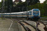Zum Ende des ALEX Süd: Am 23.8.19 um 16:04 Uhr zog 223 071 ihren ALX 84113 aus dem Bahnhof in Lindau in Richtung München Hbf