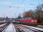 218.463 + 421 bei der Einfahrt mit dem Ec 194 in Lindau dieser Zug mach dort Kopf und fährt dann mit einer Sbb-Cargo Maschiene 421 bis Zürich 6.2.12 