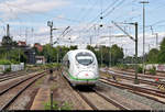 407 004-1 (Tz 704 | Siemens Velaro D) als verspäteter ICE 9573 (Linie 83) von Paris Est (F) nach Stuttgart Hbf (D) durchfährt den Bahnhof Ludwigsburg auf Gleis 4.