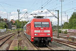 101 020-6 als umgeleiteter IC 2267 (Linie 60) von Karlsruhe Hbf nach München Hbf durchfährt den Bahnhof Ludwigsburg auf Gleis 4.
Aufgenommen am Ende des Bahnsteigs 4/5.
[28.7.2020 | 14:59 Uhr]