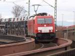 2.3 2014 E 186 326-5 Auto Güterzug über den Dreiecksbahnhof in Ludwigshafen Richtung Mannheim