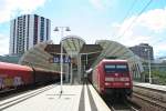 101 135-2 mit einem IC in Richtung Sden am Nachmittag des 24.05.14 beim Verlassen des Bahnhofs Ludwigshafen (Rhein) Mitte in Richtung Mannheim.