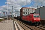 Durchfahrt am 24.05.2014 von 185 116-1 mit einem gemischten Güterzug in Ludwigshafen (Rhein) Mitte gen Hauptbahnhof.