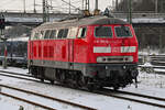 D-DB 218 397-8 rangierte am 05.01.2026 an ihren IC 2262. Nach dem Ankuppeln zog sie ihren Zug nach Ostseebad Binz (WBI) bzw. Bad Kleinen (WK).