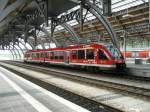 Moderner Dieselelektrischer Regionaltriebwagen.
Gesehen am 15.05.2012 im Hauptbahnhof Lbeck.