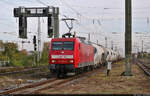 Zementzug mit 145 075-8 auf Durchfahrt im Bahnhof Magdeburg-Neustadt auf Gleis 4 Richtung Magdeburg Hbf.
Aufgenommen am Ende des Bahnsteigs 3/4.

🧰 DB Cargo, vermietet an die Mitteldeutsche Eisenbahn GmbH (MEG)
🕓 25.10.2021 | 12:06 Uhr
