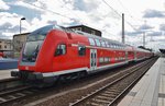 RE13 (RE17688) von Leipzig Hauptbahnhof steht am 1.8.2016 im Magdeburger Hauptbahnhof.