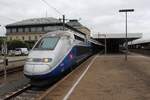 Am 02.10.2017 steht der mit über 25min verspätete TGV9583 aus Marseille im Hauptbahnhof von Mannheim.