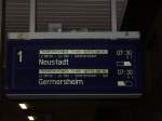 Zugzielanzeiger am frhen morgen des 29.01.08 in Mannheim Hbf.