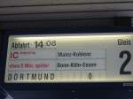 Hier sieht man die Anzeigetafel fr Gleis 2 die sich in Mannheim Hbf befindet.