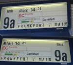 Auf beiden Seiten eine Falschanzeige, Oben steht Frankfurt / Maim und auf der anderen Seite also unten steht Frankffrt/ Main    18.06.2005 Mannheim Hbf.