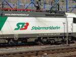 Das Logo der Steiermarkbahn am 24.04.15 in Mannheim Hbf