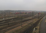 Ein Teil der großen Gleisanlagen am 19.02.2016 in Maschen Rbf.
