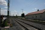 Einfahrt in den Bahnhof Meckesheim mit Blickrichtung Sden.
