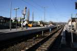 Bahnhof Meckesheim nach seinem Umbau. Seit dem 2. November steht die Oberleitung unter Spannung, erste Probefahrten wurden durchgefhrt. Bild aufgenommen am 19.11.09.