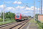 Steuerwagen vorraus fährt der RE20 nach Magdeburg durch Meßdorf gen Stendal.