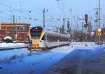 Am Samstag den 25.12.2010 fhrt der Triebwagen 7.14. der Eurobahn in den Bahnhof Mnchengladbach ein, sein Ziel ist Venlo (NL).