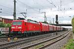 Durchfahrt am späten Mittag des 01.05.2020 fuhr 185 097-3 mit einem gemischten Güterzug (Mannheim Rbf - Chiasso Smistamento) durch den Bahnhof von Müllheim (Baden) in Richtung Schweiz.