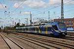 Meridian ET 303 (1430 003-2/1430 503-1) am 25.08.2015 bei der Durchfahrt als M (München Hbf - Salzburg Hbf) in München Heimeranplatz gen Ostbahnhof.