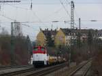 Johanna 01 mit Baumaterial, das fr den Umbau des Bahnhofs Pasing bestimmt ist, auf dem Weg vom Ostbahnhof nach Pasing am Heimeranplatz, 20.03.2010