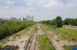 Ehemaliger S-Bahnhof Olympiastadion (Oberwiesenfeld) am 2. Juni 2012. Blick vom Empfangsgebude.