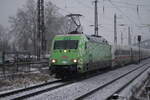 DBFV 101 005-27 schleppte am 17.1.24 den ICE 4 Br 412 097 Tz 9497 durch Naumburg (Saale)  
