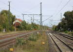 Blick vom Bahnsteig 2 in Neudietendorf Richtung Erfurt, am 05.10.2023.