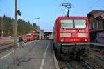 Am Morgen des 06.03.2014 war 143 810-0 wie schon so oft im Bahnhof Neustadt (Schwarzwald) zu gast. Kurz nach der Ankunft mit der RB 26917 aus Freiburg (Breisgau) Hbf konnte ich die Lok bildlich festhalten. Sie wird wenig später als RB 26920 zurück nach Freiburg fahren. 