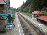 Blick von der Fussgängerbrücke in Oberhof auf den südlichen Teil vom Bahnhof am 27.Mai 2020.