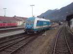 223 064-7 der ARRIVA hat gerade seine wagen auf Gleis 22 abgestellt um sie wieder von der anderen seite ankuppeln zu knnen und auf Gleis 4 bereitzustellen nach Mnchen Hauptbahnhof, am 22.02.08 in