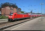 146 213-4 von DB Regio Baden-Württemberg als RE 17025 nach Basel Bad Bf (CH) verlässt seinen Startbahnhof Offenburg auf Gleis 2.