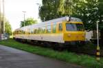 719 045 Lichtraummesszug steht im Bahnhof Offenburg.